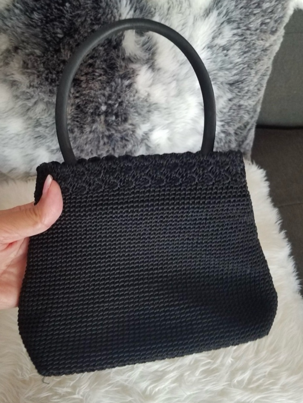 Black Crochet Wristlet Bag